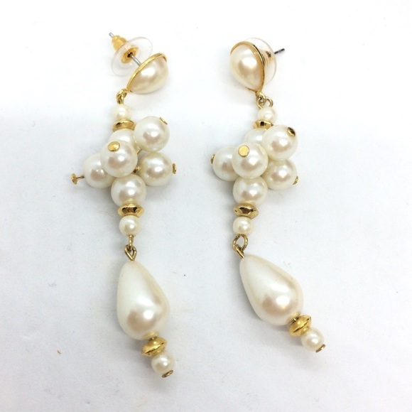 3/$30 VINTAGE 80S RUNWAY FAUX PEARL EARRINGS DROP DANGLE BAUBLE TEARDROP - Picture 4 of 14
